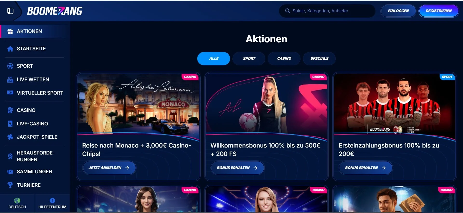 Exklusive Boni im Boomerang Bet Casino entdecken