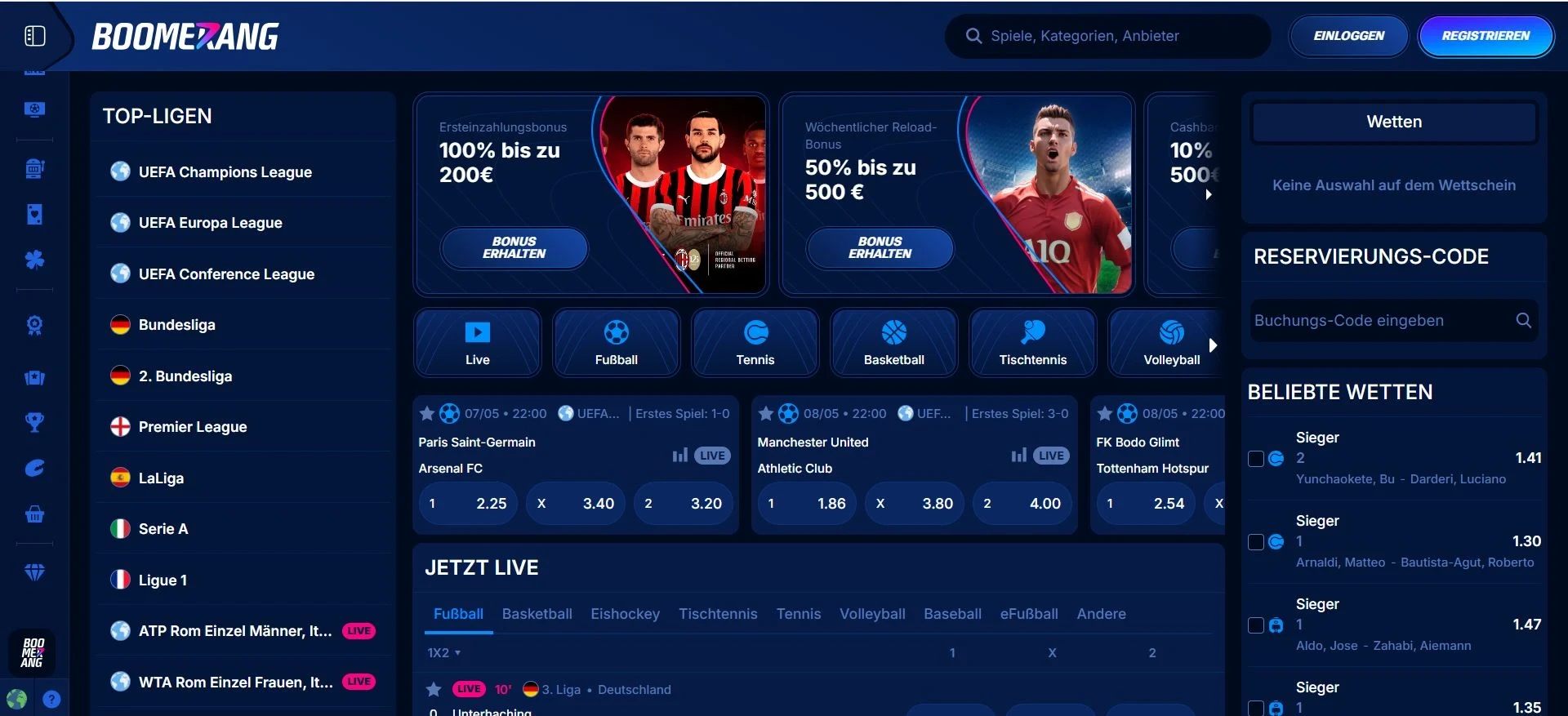 Boomerang Bet Sportwetten Bonus